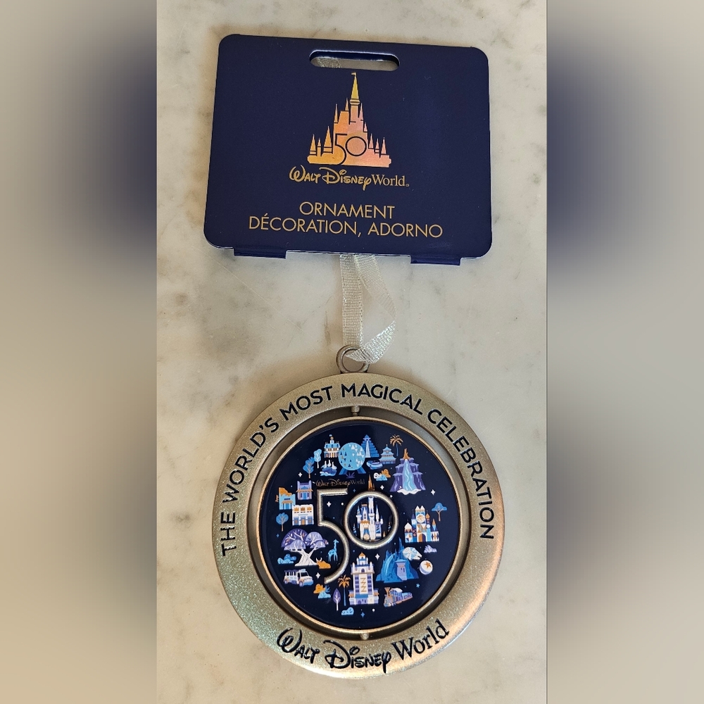 Walt Disney World 50th Anniversary Mickey Spinner Christmas Tree Ornament NWT